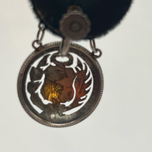 Puerto Rico 2 coin medallion clip sterling silver earrings Puerto Rico earrings - Picture 4 of 6